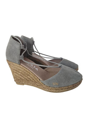 Viscata Gray Suede Espadrille Wedges Made in Spain Size 6.5